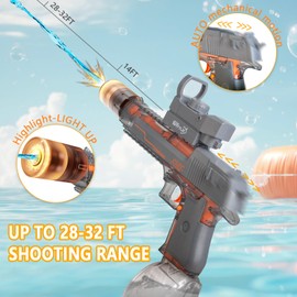 Large Capacity Electric Water Gun with LED Light Automatic High-Pressure Powerful Water Gun, Suitable for Children/Adults Summer Swimming Pool Beach Outdoor Toys