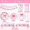 Havawish 196 Pcs Pink Bow Birthday Decorations Coquette Party Supplies