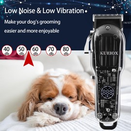 KUEIOX Pet Dog Grooming Kit Low Noise Dog Clippers for Grooming Cordless Rechargeable Dog Hair Clippers Trimmer Professional Dog Clippers Trimmer for Grooming for Small & Large Dogs Cats Pets