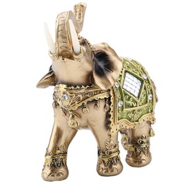 Lucky Feng Shui Green Elephant Statue Sculpture Wealth Figurine Gift Home Decoration (Green Large)