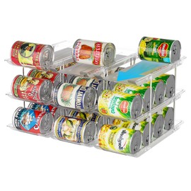 LXLXXL Can Organizer For Pantry Canned Food Goods Organizer For Cabinet Clear Automatic Rolling Can Storage Organizer Pantry Holders Rack, Holds Up to 36 Cans
