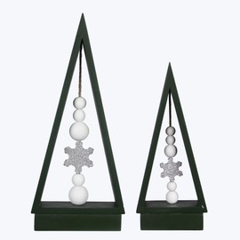 Young's Inc. Decorative Tabletop Christmas Tree - Perfect Holiday Decor for Home and Office - Fits on Countertops, Desks, Shelves, and More - 5.31" x 1.96" x 12.6" - Snow Flake Set of 2