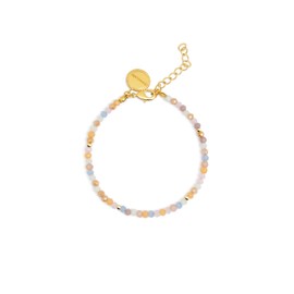 SINGULARU - Daphne Bracelet - Stainless Steel Bracelets with 18 Carat Gold Coating - Bracelet with Details of Colourful Crystal Beads - Length of 16 cm + 3 cm - Jewellery for Women, Yellow Gold