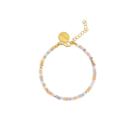 SINGULARU - Daphne Bracelet - Stainless Steel Bracelets with 18 Carat Gold Coating - Bracelet with Details of Colourful Crystal Beads - Length of 16 cm + 3 cm - Jewellery for Women, Yellow Gold