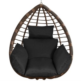 Zorpupoa Egg Chair Cushion, Hanging Basket Hammock Seat Cushion, Thick Soft Egg Swing Chair Pad with Headrest for Patio Porch Furniture Indoor Balcony