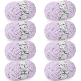 Cozyful Chunky Yarn for Hand Knitting - #10 Chunky Chenille Yarn, Jumbo Big Thick Chunky Yarns for Crocheting, Super Bulky Chunky Knit Blanket Yarns, 8 Skein (25 yds 8 oz Each Skein), Lavender Fog