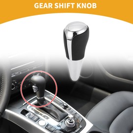 Partuto Automatic Gear Shifter Knob - Car Shift Lever Knob - for Toyota Prius C 2012-2017 Plastic Faux Leather Black Chrome Silver Tone - 1 Pc