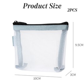 2 Pcs Mini Zipper Toiletry Bag, Mini Mesh Makeup Bag, Nylon Waterproof Small Purse, Small Make Up Bag Travel Pouch with Zipper Portable Makeup Pouch Travel Toiletry Bag