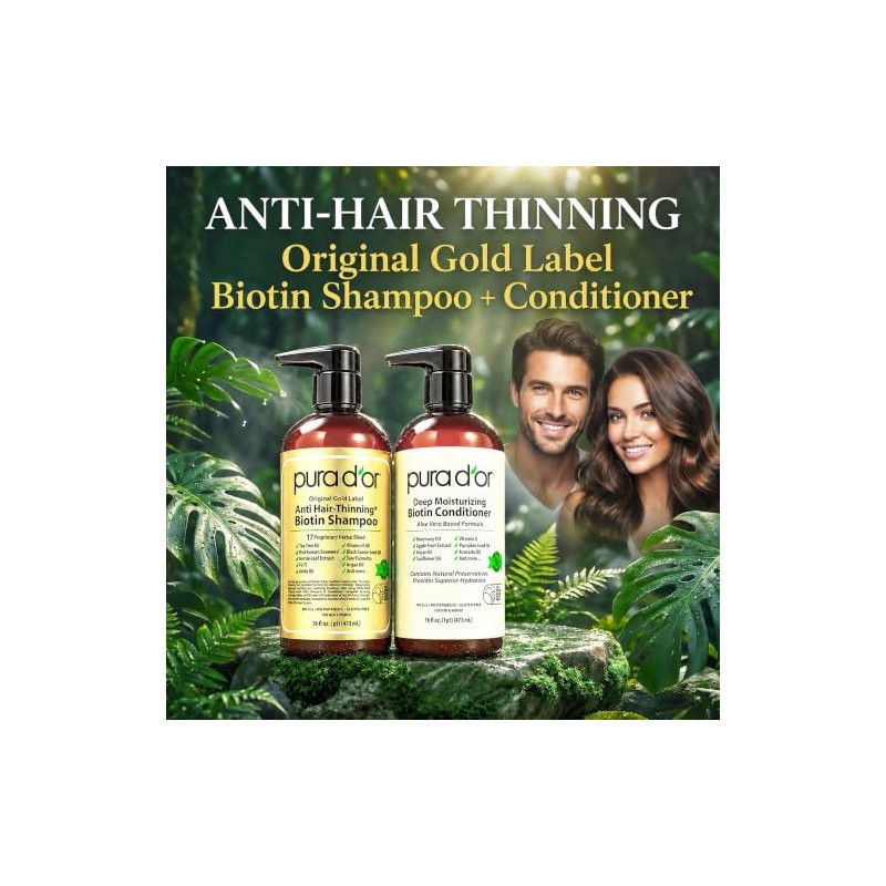 PURA DOR Gold Label Anti-Thinning Deep Moisturizing Therapy Shampoo Conditioner