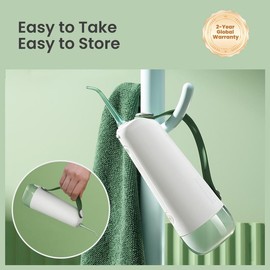 Oclean W10 Oral Cordless Water Flosser, 200ML, 5 Modes, Upgraded Leather Non-Slip Strap, Hidden Tank,IPX7 Waterproof,Dental Cleaning Kit,Gift - Color: Green