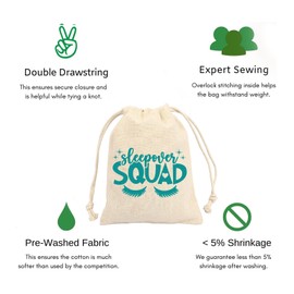 MS Sleepover squad printed Party Favor bags - Cotton Drawstring closure - Bachelorette hangover kit bags - Hangover Recover Kit Wedding Party Gift Bags - 5 * 7 Inch bags Set of 10 D1 BLUE