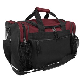 DALIX 17" Duffle Bag Front Mesh Pockets in Maroon