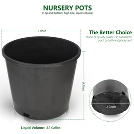 RainMan S 10 Pack 3.1 Gallon Round Planter Nursery Pots, Flower Plant Container Injection Round-3Gallon-10pcs 0