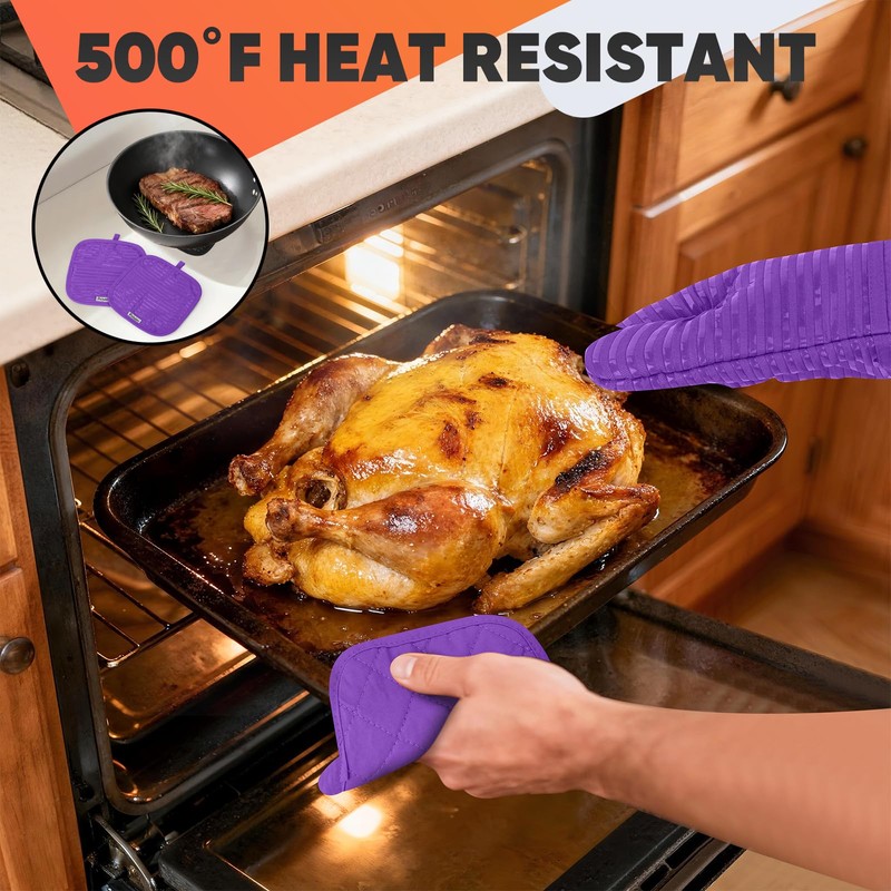 Oven Mitts Kitchen Towels and Dishcloths with Pot Holders Sets,