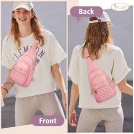 JASGOOD Sling Bag for Women Crossbody Leather Fanny Packs Chest Bag Sling Backpack for Fashion Travel,Pink