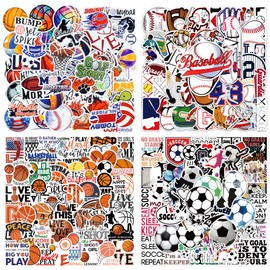 200PCS Sports Stickers - Ball, Basketball, Baseball, Volleyball, Soccer - Kids, Teens - Waterproof Vinyl - Wall, Scrapbooking, Laptop - Sport Theme Decorations