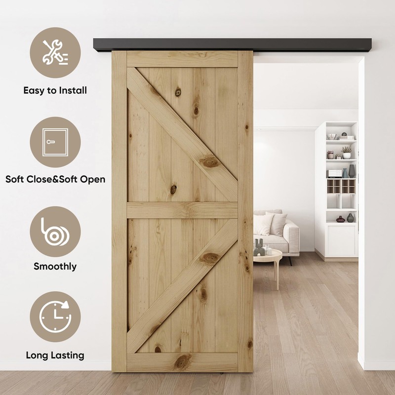 JUBEST 6FT Sliding Barn Door Hardware Track Kit, Aluminium Alloy