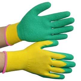 Midori Anzen MHG130 Work Gloves, High Grip, Natural Rubber, Unlined Gloves, Yellow x Green, S, 1 Pair