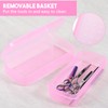 Soiiw Nail Tool Sterilizer Box Pink,Fully Transparent Plastic Sterilization Tray
