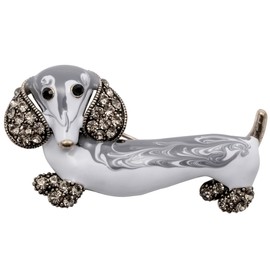 Szxc Jewelry Crystal Sparkly Dachshund Dog Puppy Animal Collection Accessories Brooch Pin Gift Women