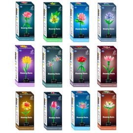 Blooming Blocks Buildable Flowers Build Your Own Bouquet - 105 Pieces 26cm - Pack of All 12