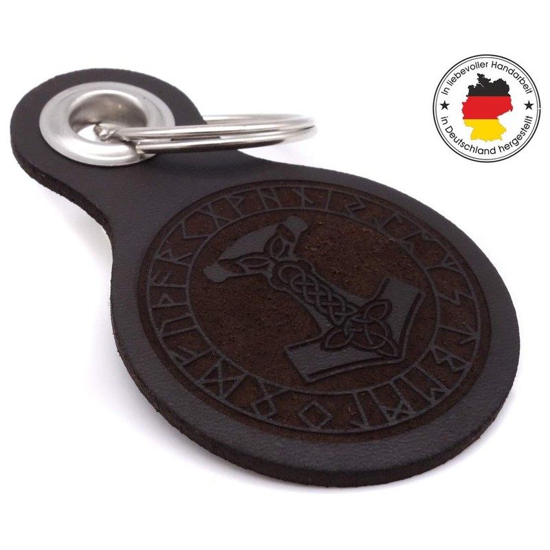 Samunshi® Leather Keyring with Engraving with Various Motifs Gifts Made