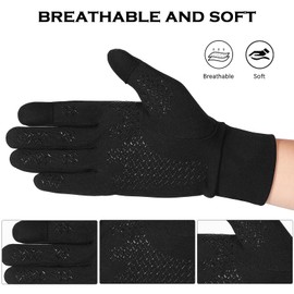 GUAGUA Cycling Gloves for Men Women, Winter Gloves Touch Screen Water Resistant Windproof Thermal for Running Cycling Driving Hiking, Breathable Gel Pad Road Mountain Bike Gloves(Black, Large)