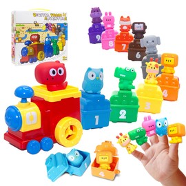 Toddler Learning Toys 1 2 3 Years Old, Counting, Matching & Sorting Montessori Learning Train Including 10 Animals, Easter Christmas Birthday Gift for Baby Boys and Girls