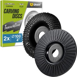 GRAFF Premium Wood Carving Disc 4 Inch for Angle Grinder – Set Shaping and Grinding Wheel for Wood, Softwood, Hardwood – Woodworking Angle Grinder Attachment with 7/8" – 5/8" Arbor