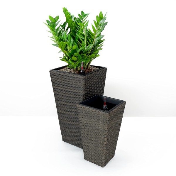 TREATLIFE HOME Self-Watering Wicker Planters - Durable Hand-Woven Design for