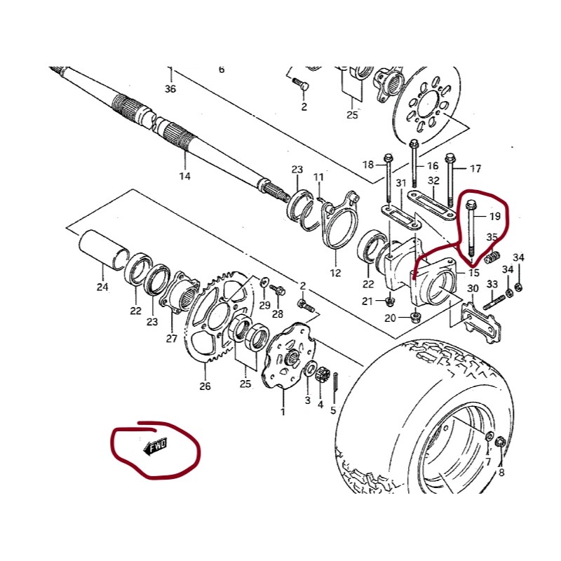 SUZUKI LT500R QUADRACER 500 QUADZILLA 12MM FRONT LONG AXLE CARRIER