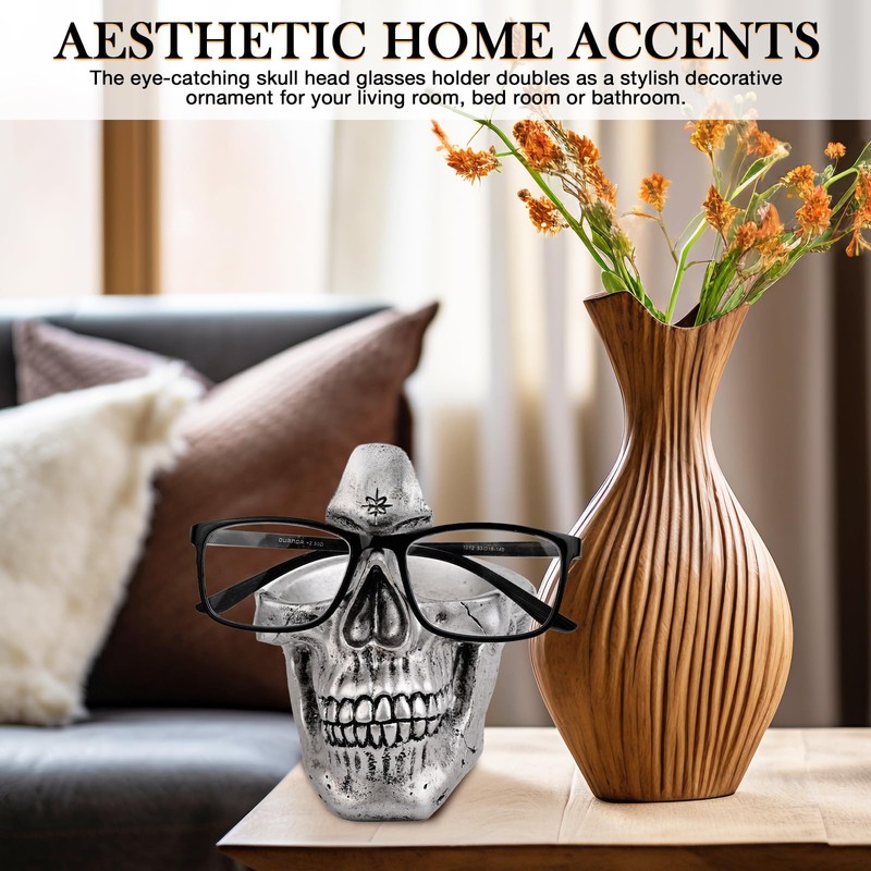 VIPbuy Skull Glasses Holder Stand with Storage Tray, Novelty Eye