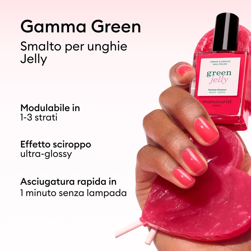 Manucurist Jelly Green Smalto Rosa Lampone Pomme d'Amour