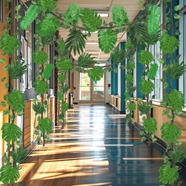 HIYZI 47 Pcs 20 ft Jungle Theme Party Decorations Set 2 Artificial Rattans