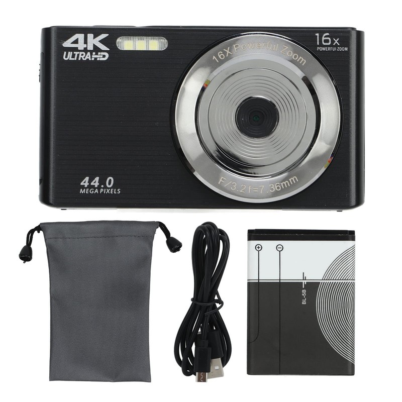 Digital Camera, 4K 44MP 16X Digital Zoom Point and Shoot