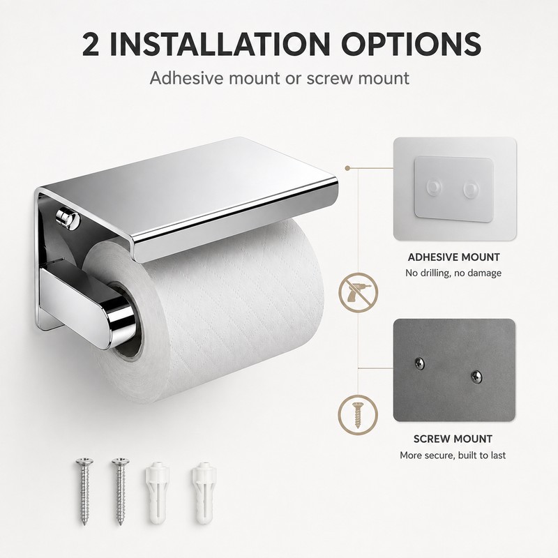 Stainless Steel Paper Towel Holder for Kitchen – Wall-Mounted Roll