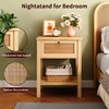 Jocoevol Rattan Boho Nightstand (Natural, 2 Pieces)