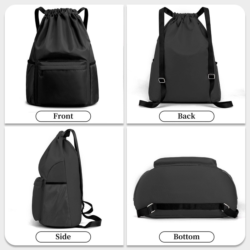 Drawstring Backpack Waterproof Gym String Bag for Women Men, Pull