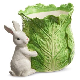 Raz Imports 2024 The Carrot Patch 9" Green Cabbage Container with Bunny