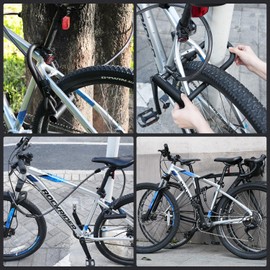 Sportneer Bike Lock: Heavy Duty Bike U Lock with 6ft Security Steel Cable - 18mm Shackle Bicycle U-Locks with Keys and Sturdy Mounting Bracket for Road Mountain Bike Bicycle, Size 11.5''x6.25''