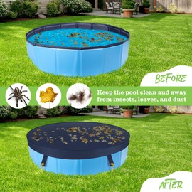 Nobleza Round Pool Cover for Dog Pool, Cover for Dog Pool, Foldable Waterproof PVC Dog Pool Cover for Dogs with 4 Pegs, 120 x 10 cm