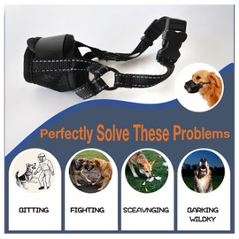 BARDIMIES Dog Muzzle, Nylon Breathable Muzzler in Black-Size Adjustable for Small Medium Large Dogs - Comfortable & Secure Fit Snout Cover for Long Nose Dog