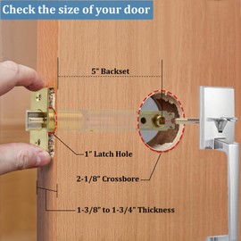 TPard 5-Inch Deadlatch Door Lock Replacement Latch with Square Interface Fits 5 Inch Backset Standard Entry Doors Knobset or 90°Rotation Leverset, Polished Brass