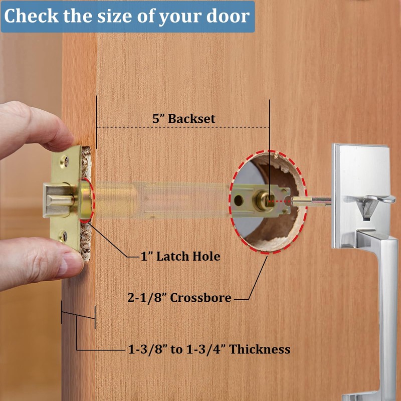 TPard 5-Inch Deadlatch Door Lock Replacement Latch with Square Interface