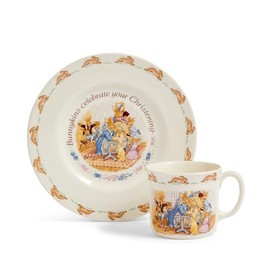Royal Doluton Bunnykins 2-Piece (Plate & One Handled Mug) Christening Set, Multi