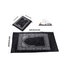 HAHTGSO Prayer Rug, 2 Pack Prayer Rug Muslim Travel Prayer Mat Pocket Prayer Mat, Pocket Prayer Rug Mat Pockets Prayer Rug Mat Muslim Sets Islam Prayer Mat Travel Essentials 60x100cm (Black & Blue)