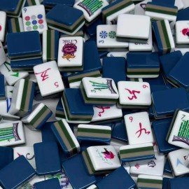 ,160 Acrylic Mahjong Tiles, American Mahjong 4-layer, Hand-carved Mahjong,Mahjong Gift for Women,Acrylic Luxury MahjongColor: Navy Blue