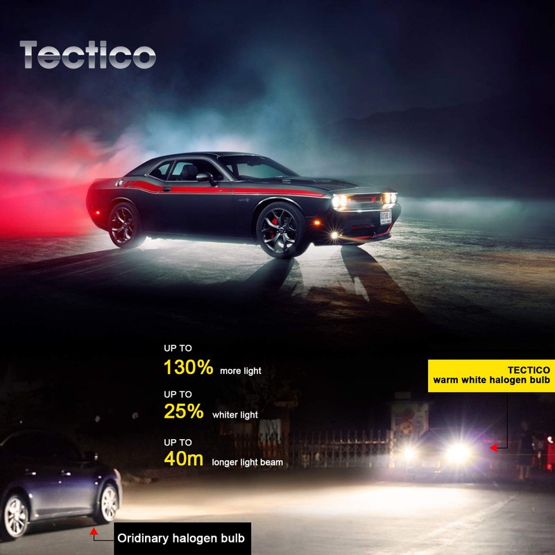 TECTICO H7 Headlight Bulbs 12V 55W Warm White +130% Ultra