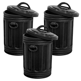 Set of 3 Black Trash Cans for Wrestling Action Figures