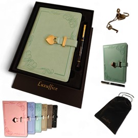 Girls Diary with Lock and Key – Premium Journal Gift Set with Pen, Fabric Pouch & Spare Lock – PU Leather Diary with Gold Foil Paper – 192 Lined Page Lockable Diary – A5 Diary for Women (Pastel Green)